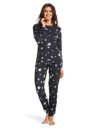 pyjama met sterren donkerblauw/wit