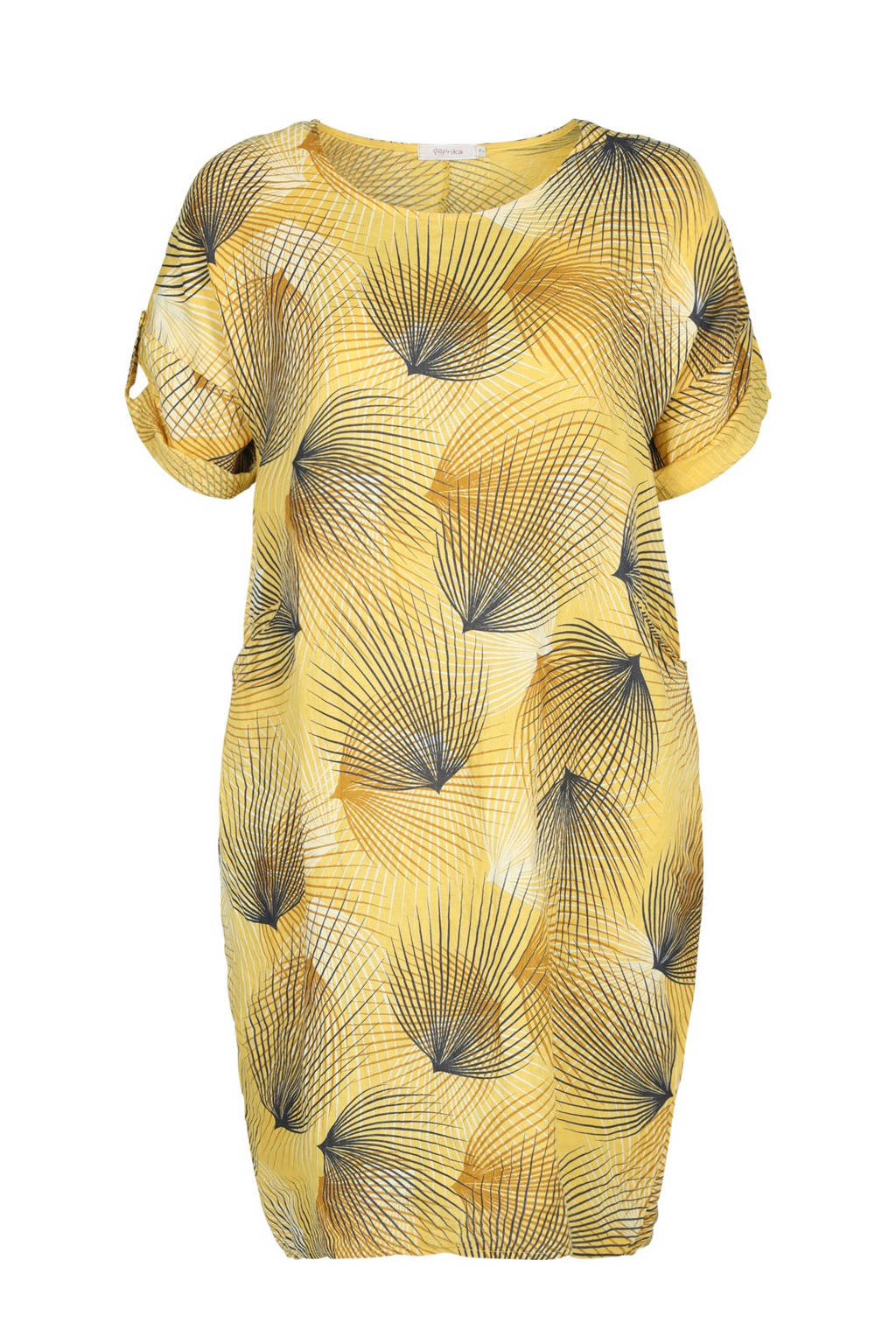 Paprika jurk met all over print geel