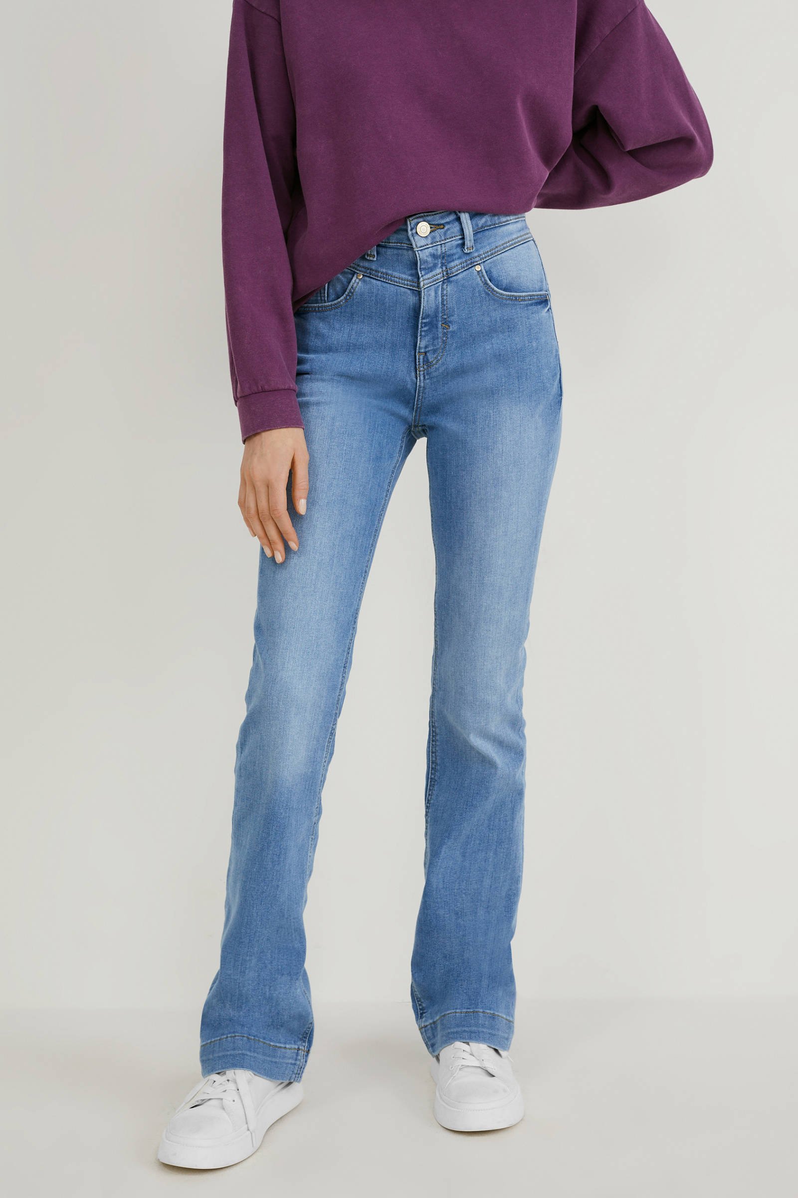 blue denim flared jeans