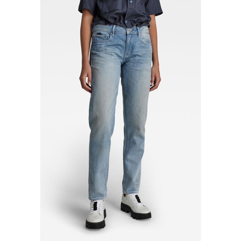 Lichtblauwe dames G-Star RAW Kate low waist boyfriend jeans van duurzaam denim met rits- en knoopsluiting