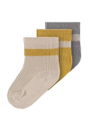 sokken NBFELOVE - set van 3 zand/geel/grijsblauw