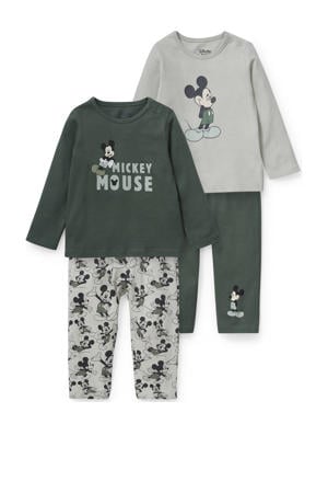   baby pyjama Mickey Mouse - set van 2 groen/grijs