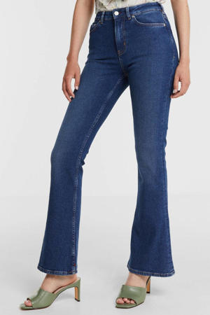 high waist flared jeans blue gass dark