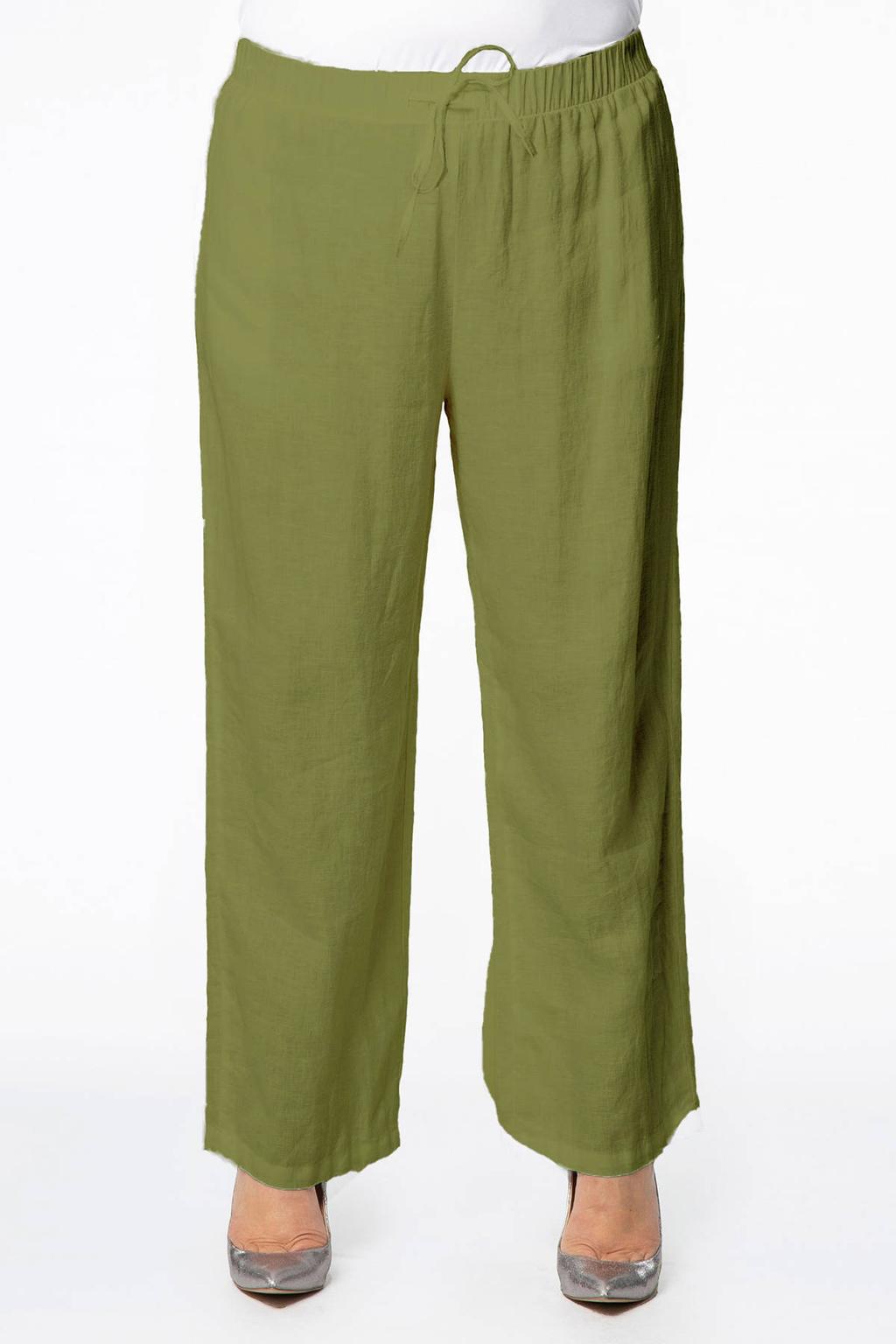 YOEK straight fit broek LINEN groen