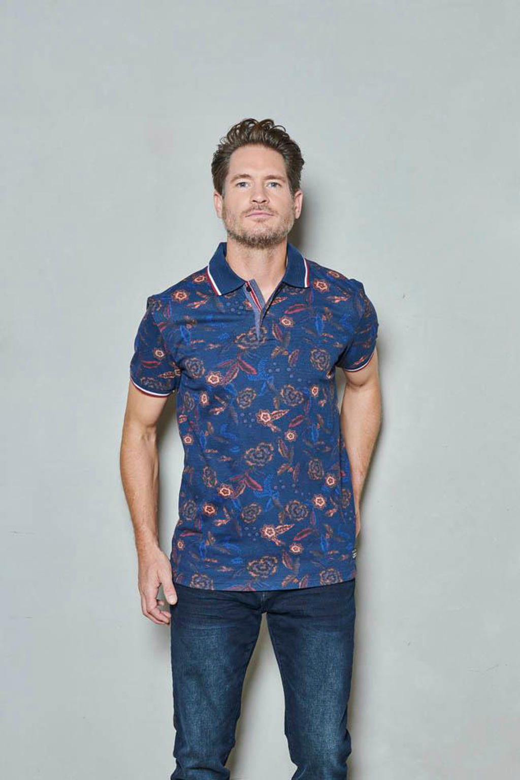 Twinlife polo met all over print  dress blue
