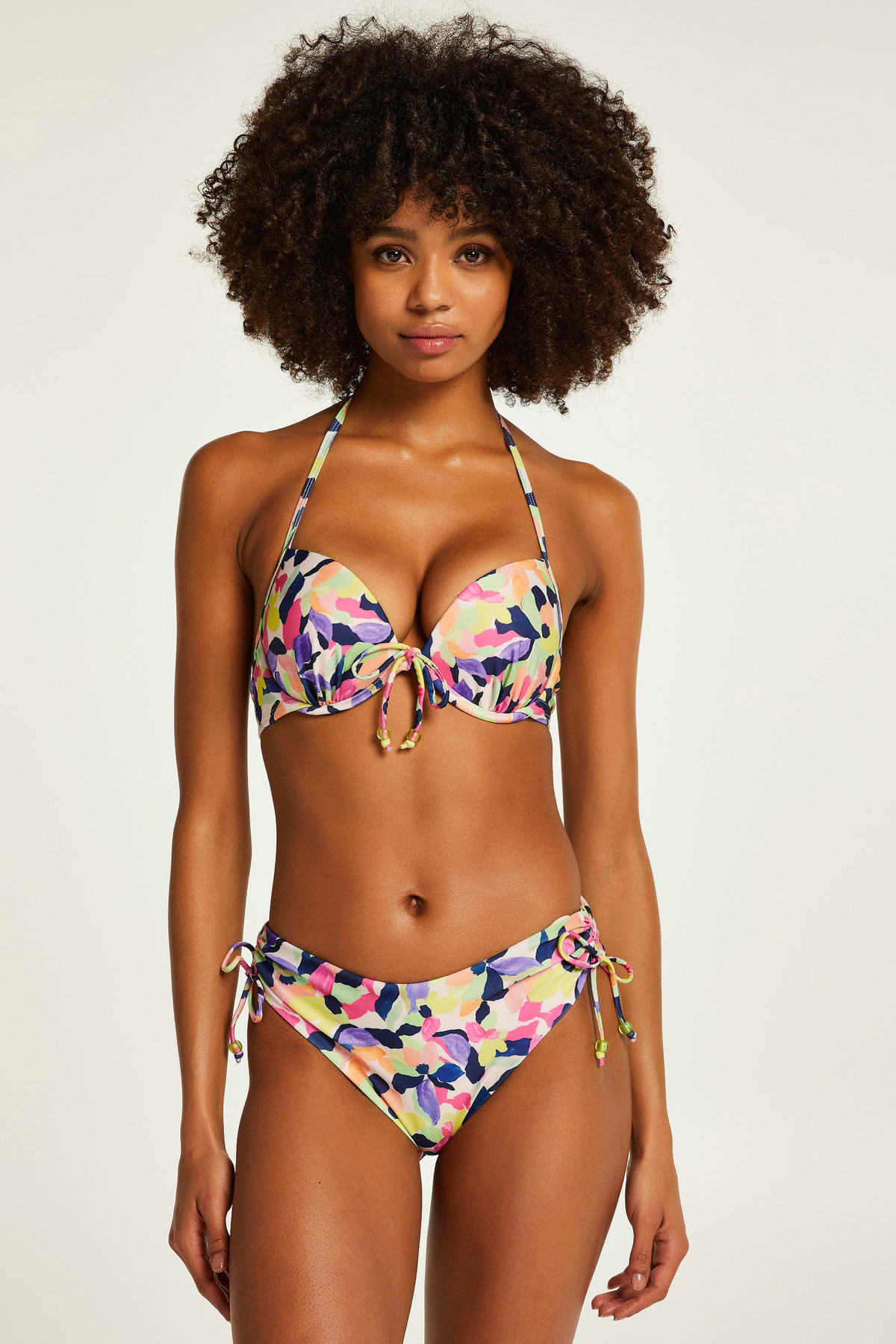 Hunkemöller bikinibroekje Hawaii geel/paars/roze wehkamp