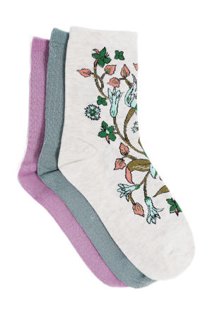 sokken met embroidery - set van 3 multi