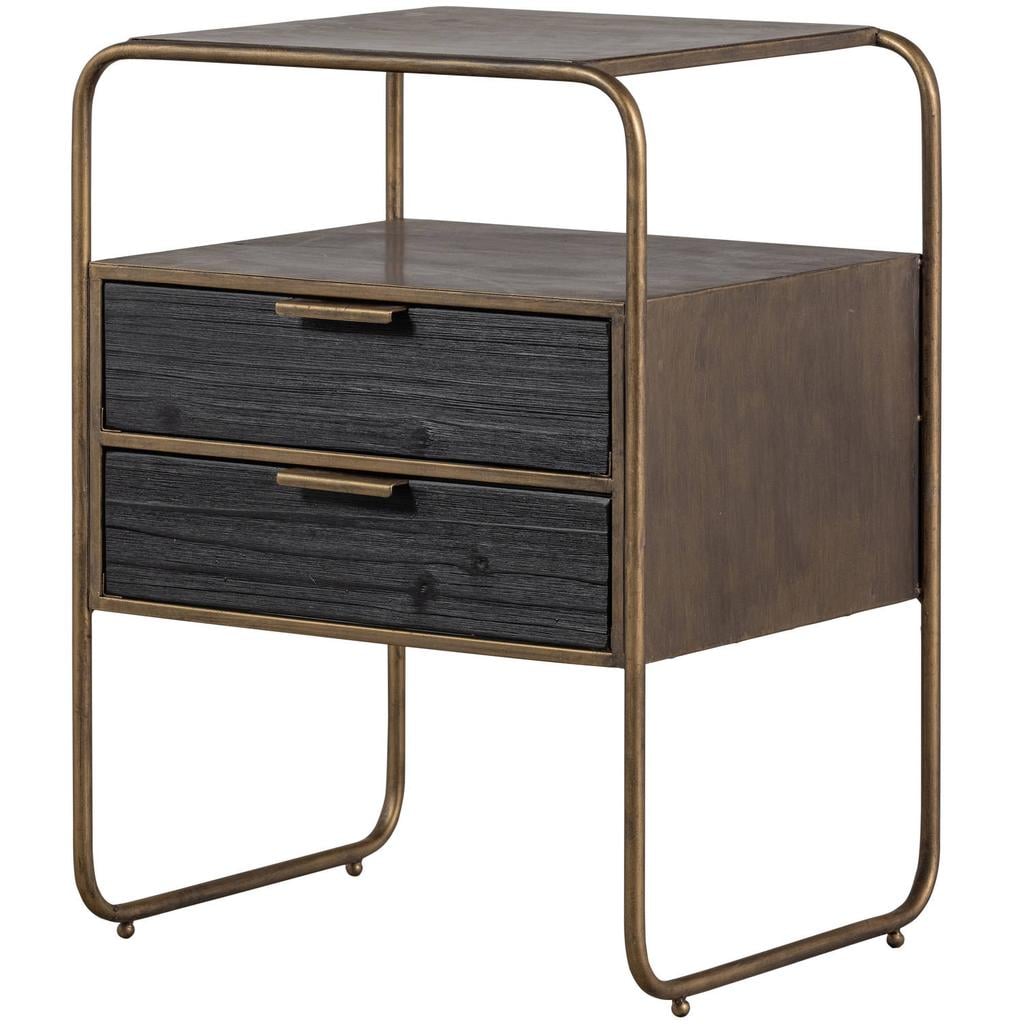 WOOOD Polite Nachtkastje - Metaal/hout - Antique Brass - 62x45x38