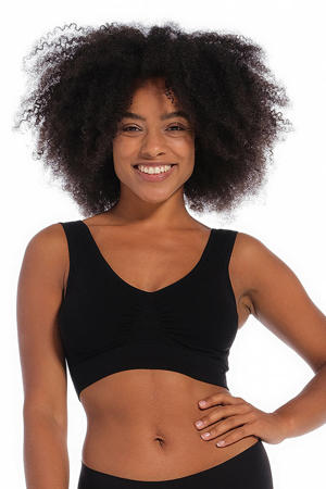 niet-voorgevormde bh top Comfort Bra met bamboe zwart