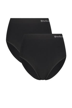 high waist maxislip Amy met bamboe (set van 2) zwart