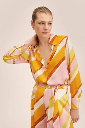 gestreepte blouse oranje/geel/roze/ecru