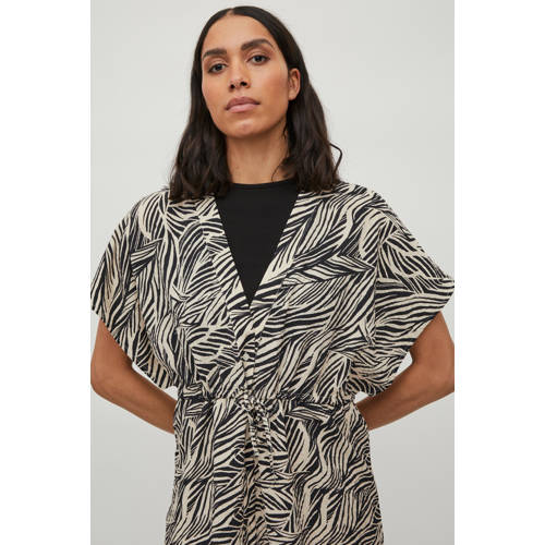 VILA jurk VILIMIA met zebraprint beige zwart