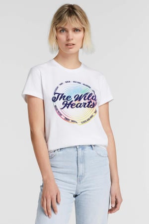 T-shirt HEARTS met printopdruk wit
