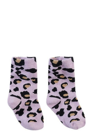 sokken Avalon met panterprint lila