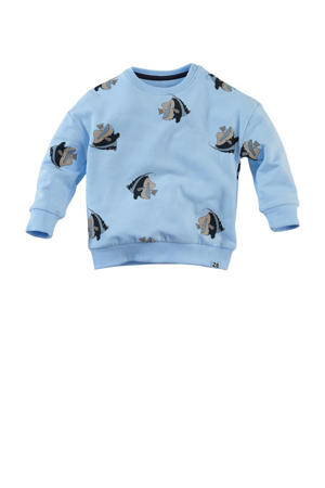 sweater Octave met all over print lichtblauww