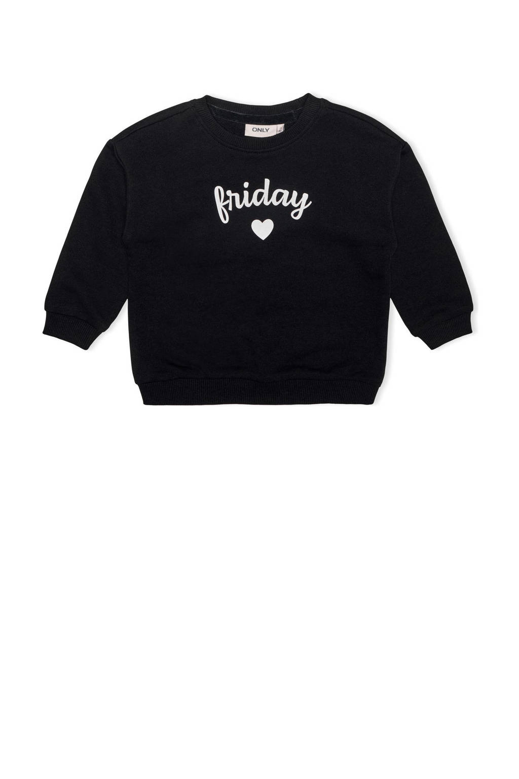 KIDS ONLY MINI sweater KMGWEEKDAY met printopdruk zwart