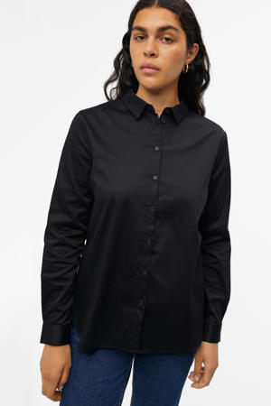 blouse OBJROXA met biologisch katoen zwart