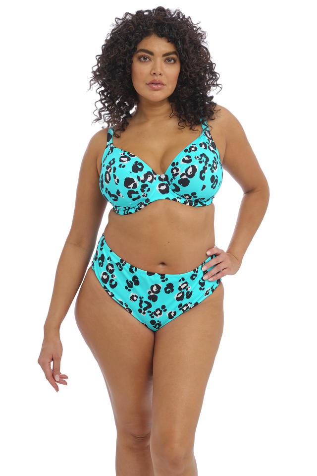 koepel Zaklampen Koppeling Elomi +size niet-voorgevormde beugel bikinitop Kotiya met panterprint  turquoise/zwart/wit | wehkamp