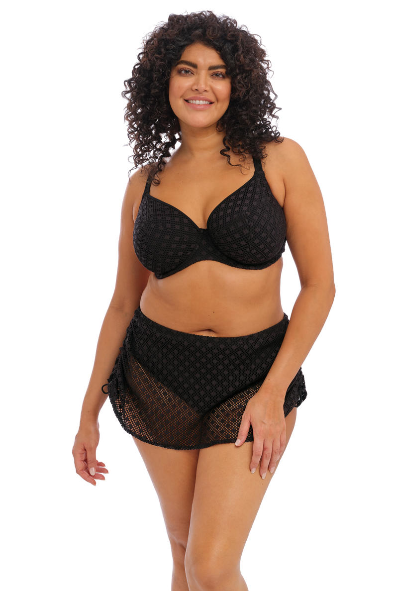 Elomi +size crochet bikinibroekje Bazaruto met rokje zwart wehkamp