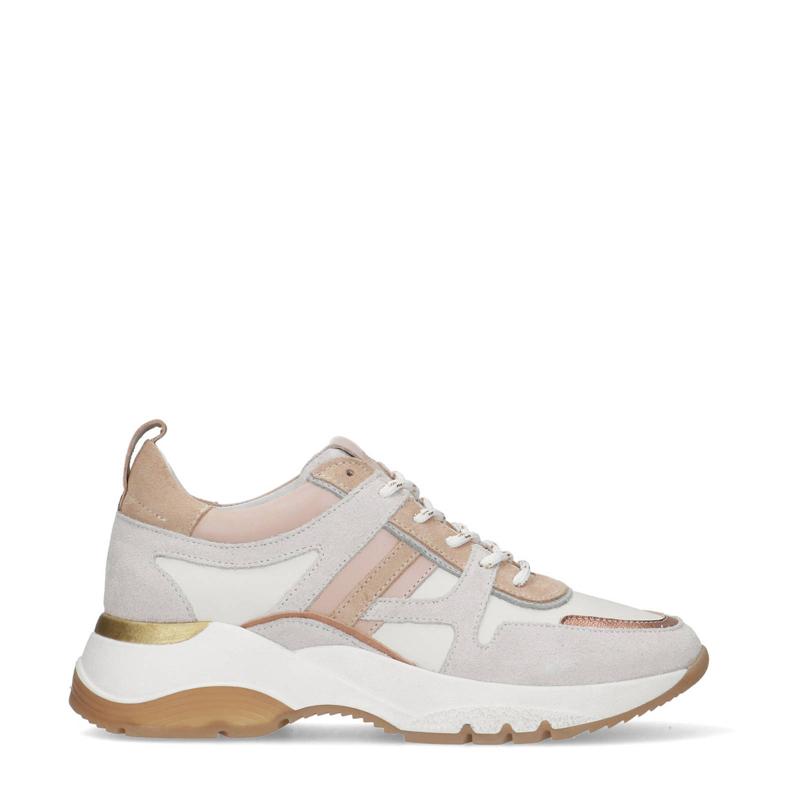 Manfield chunky leren sneakers beige/multi | wehkamp