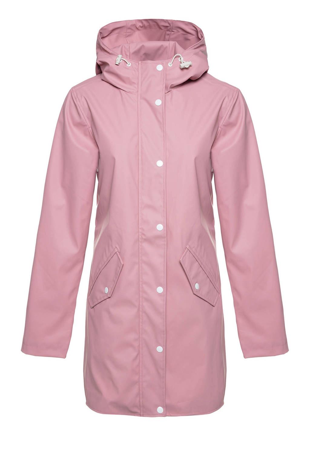 Roze dames Scapino outdoor jas van polyester met lange mouwen, capuchon en rits met windvanger