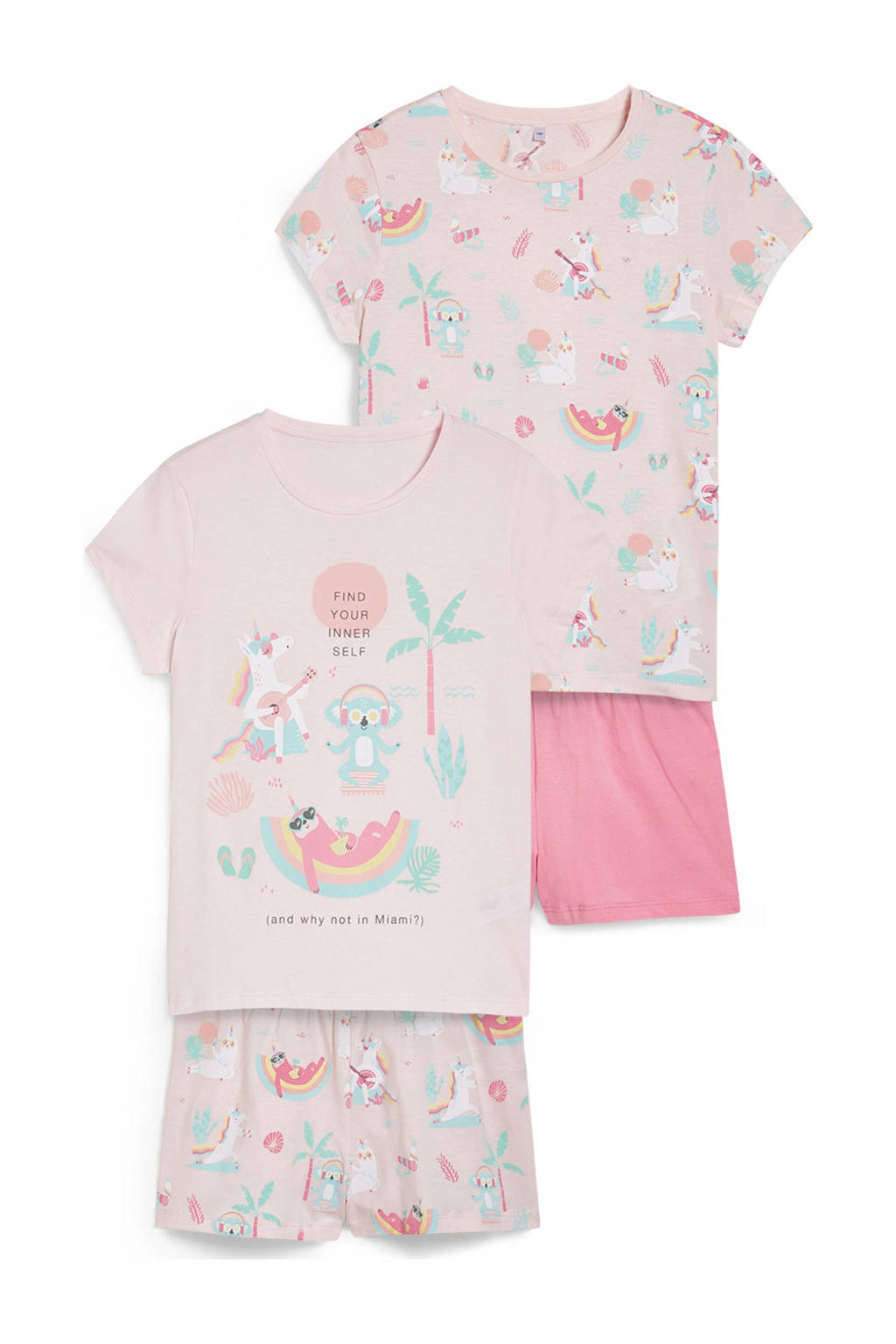 C&A shortama - set van 2 roze/mintgroen