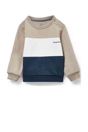sweater beige/wit/donkerblauw