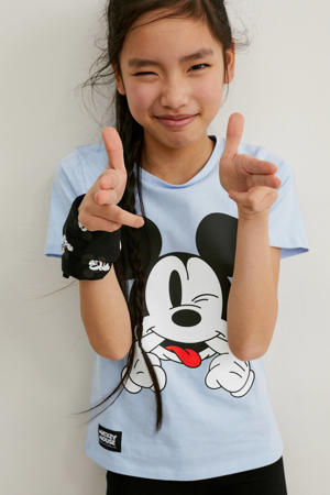T-shirt + bandana Mickey Mouse lichtblauw/zwart