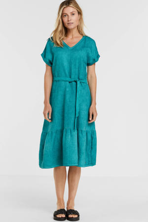A-lijn jurk met volant turquoise