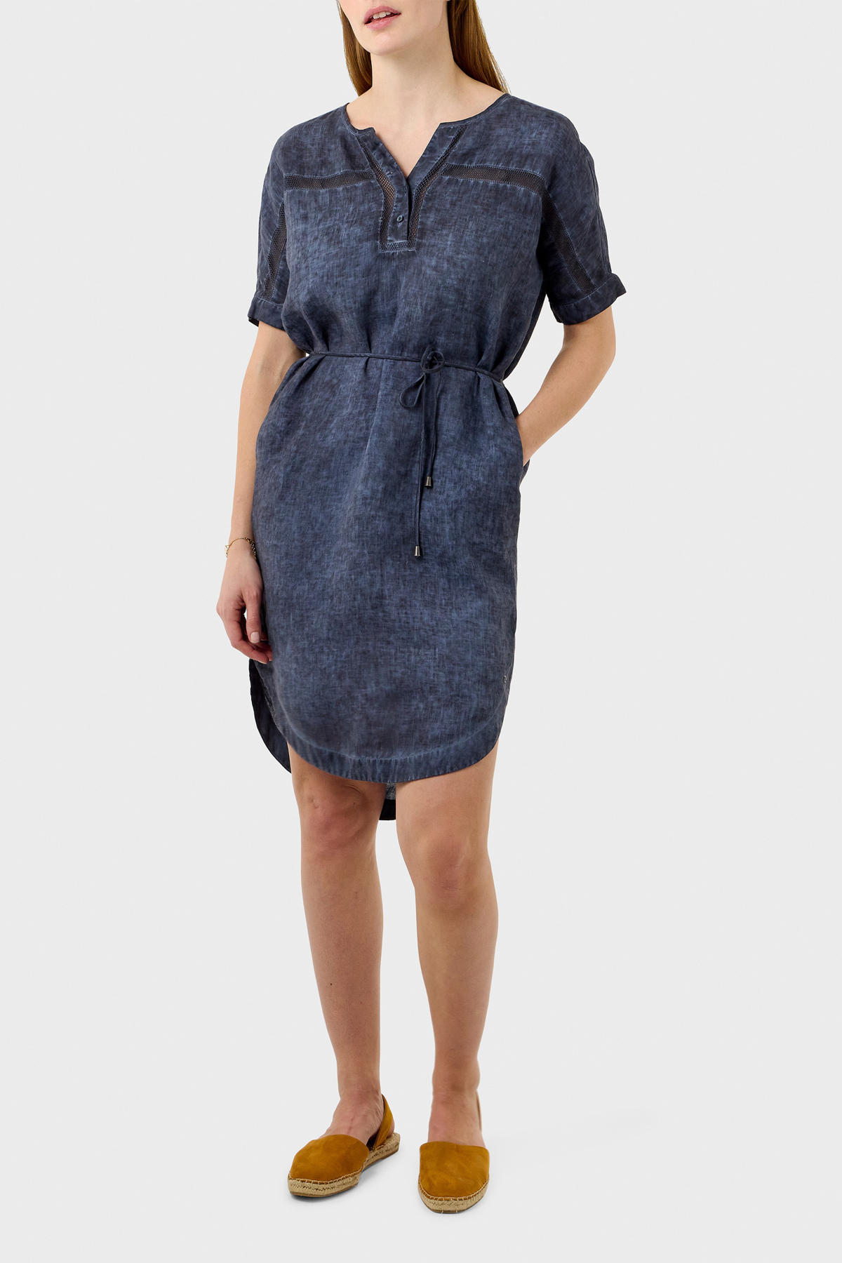 hoop precedent uitdrukking Sandwich jurk met open detail donkerblauw | wehkamp