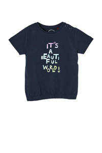 s.Oliver baby T-shirt met tekst donkerblauw