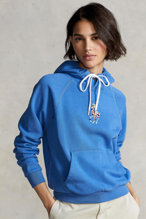 hoodie met borduursels blauw