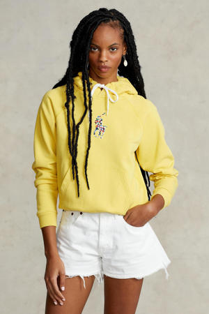 hoodie met borduursels geel