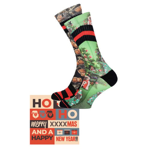 XPOOOS giftbox sokken met all-over print - set van 2 multi