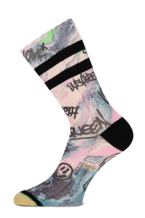 sokken Tatum met all-over print roze/blauw/zwart