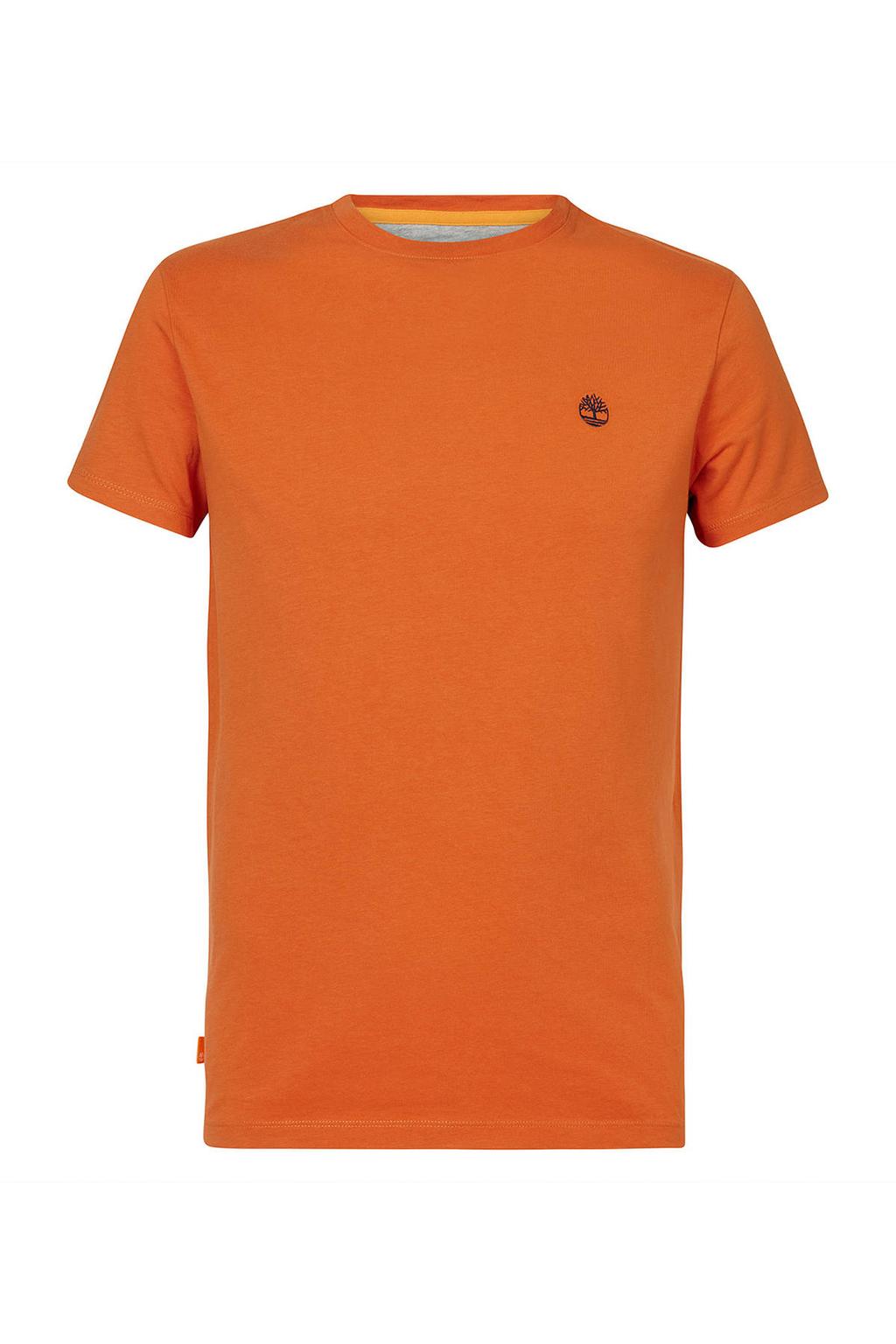 Oranje heren Nelson T-shirt van biologisch katoen met korte mouwen en ronde hals