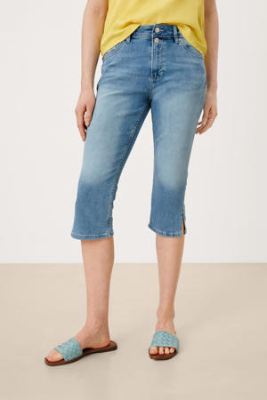 high waist slim fit capri jeans light denim