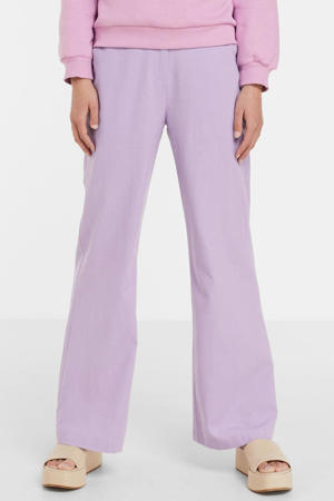 high waist straight fit pantalon met linnen Taylor lila