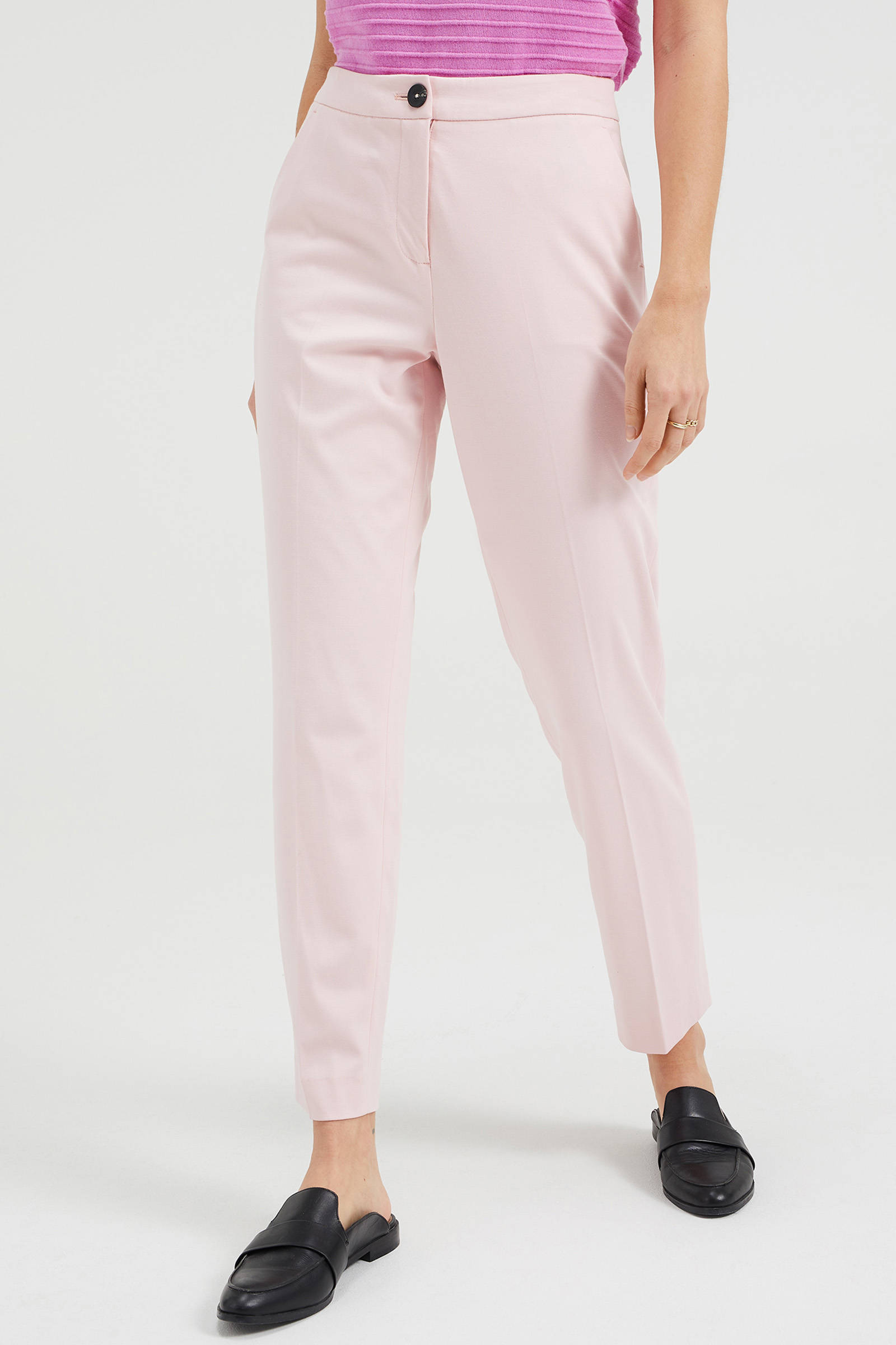 WE Fashion cropped straight fit pantalon lichtroze | wehkamp