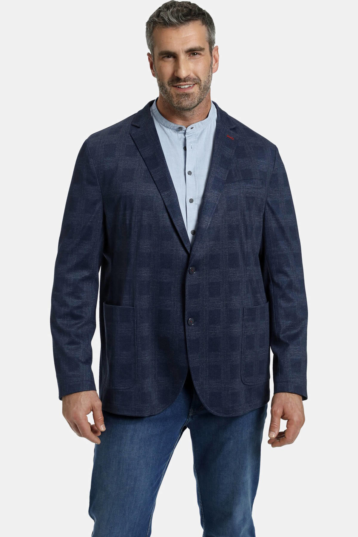 Charles Colby geruit oversized colbert SIR NACKI Plus Size donkerblauw ...