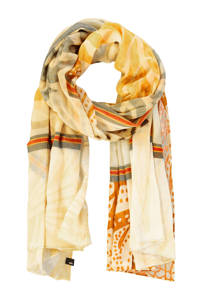 Expresso sjaal met all-over print geel, Geel/oranje