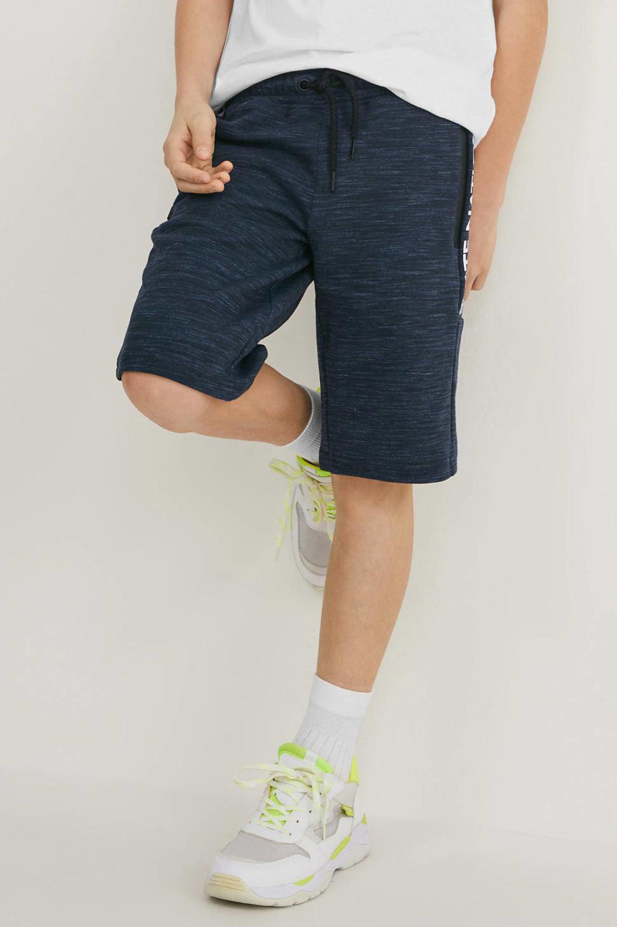 C&A Skate Nation gemêleerde regular fit sweatshort donkerblauw/zwart