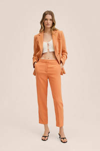 Oranje dames Mango blazer van polyester met lange mouwen, reverskraag en knoopsluiting