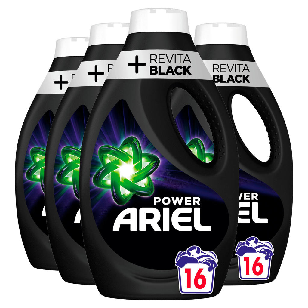 Ariel Revitablack wasmiddel - 4 x 16 wasbeurten - voordeelverpakking - 64 wasbeurten