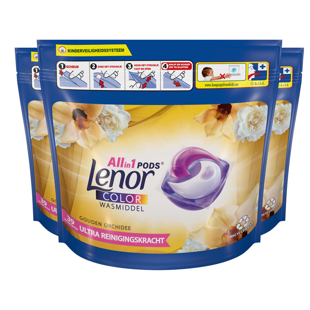 Lenor All-in-1 Gold Orchid wasmiddelcapsules - 3 x 39 wasbeurten - voordeelverpakking - 117 wasbeurten