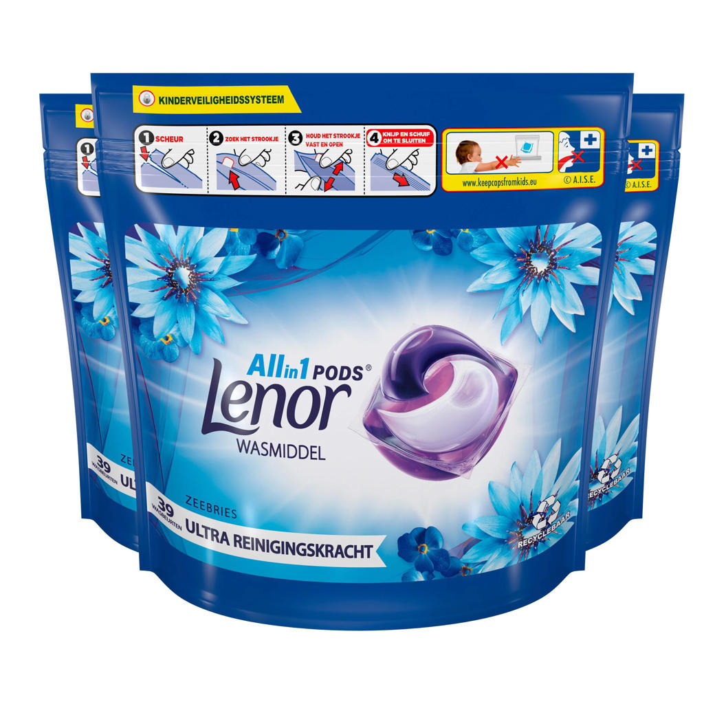 Lenor All-in-1 Oceaanbries wasmiddel pods - 3 x 39 wasbeurten - voordeelverpakking - 117 wasbeurten