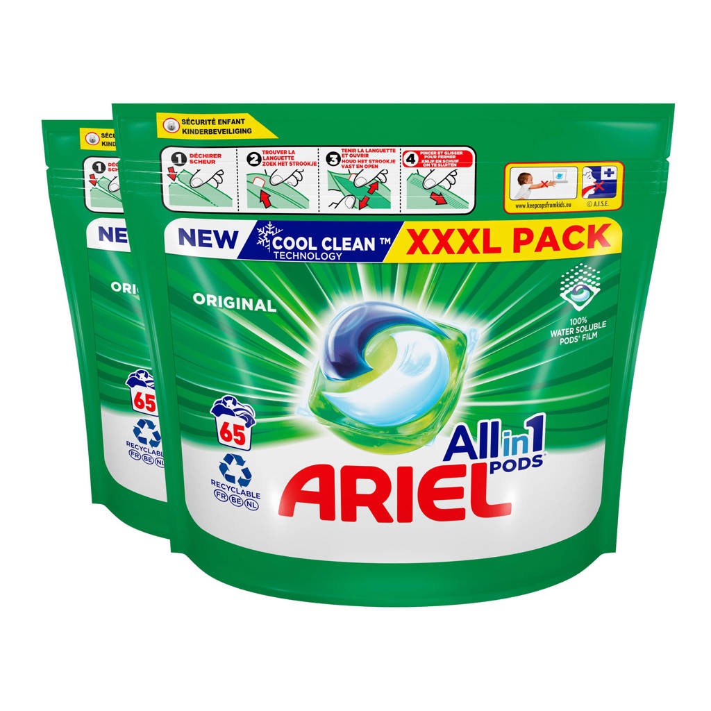 Ariel All-in-1 Pods wasmiddelcapsules Original - 2 x 65 stuks - voordeelverpakking  - 130 wasbeurten