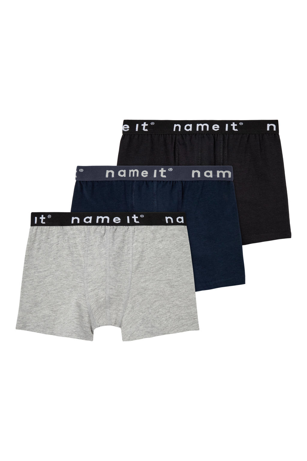 NAME IT KIDS boxershort NKMBOXER - donkerblauw/grijs melange/zwart (set van 3)
