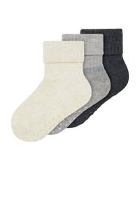 NAME IT MINI sokken - set van 3 creme/lichtgrijs/donkerblauw, Creme/lichtgrijs/donkerblauw