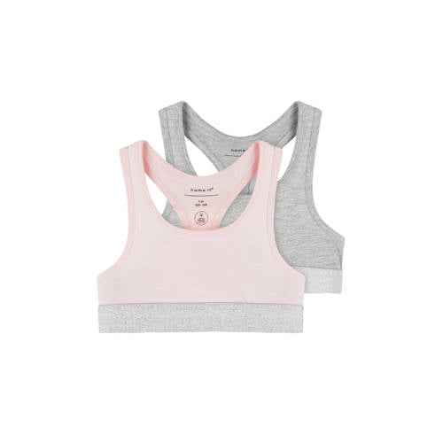 NAME IT KIDS bh top - set van 2 lichtroze/grijs melange afbeelding
